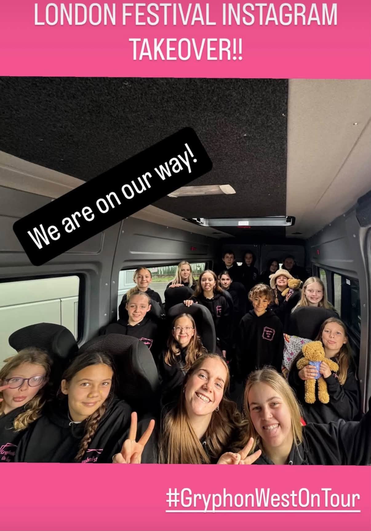 Gryphon West gymnasts on the bus heading to Essex — #GryphonWestOnTour
